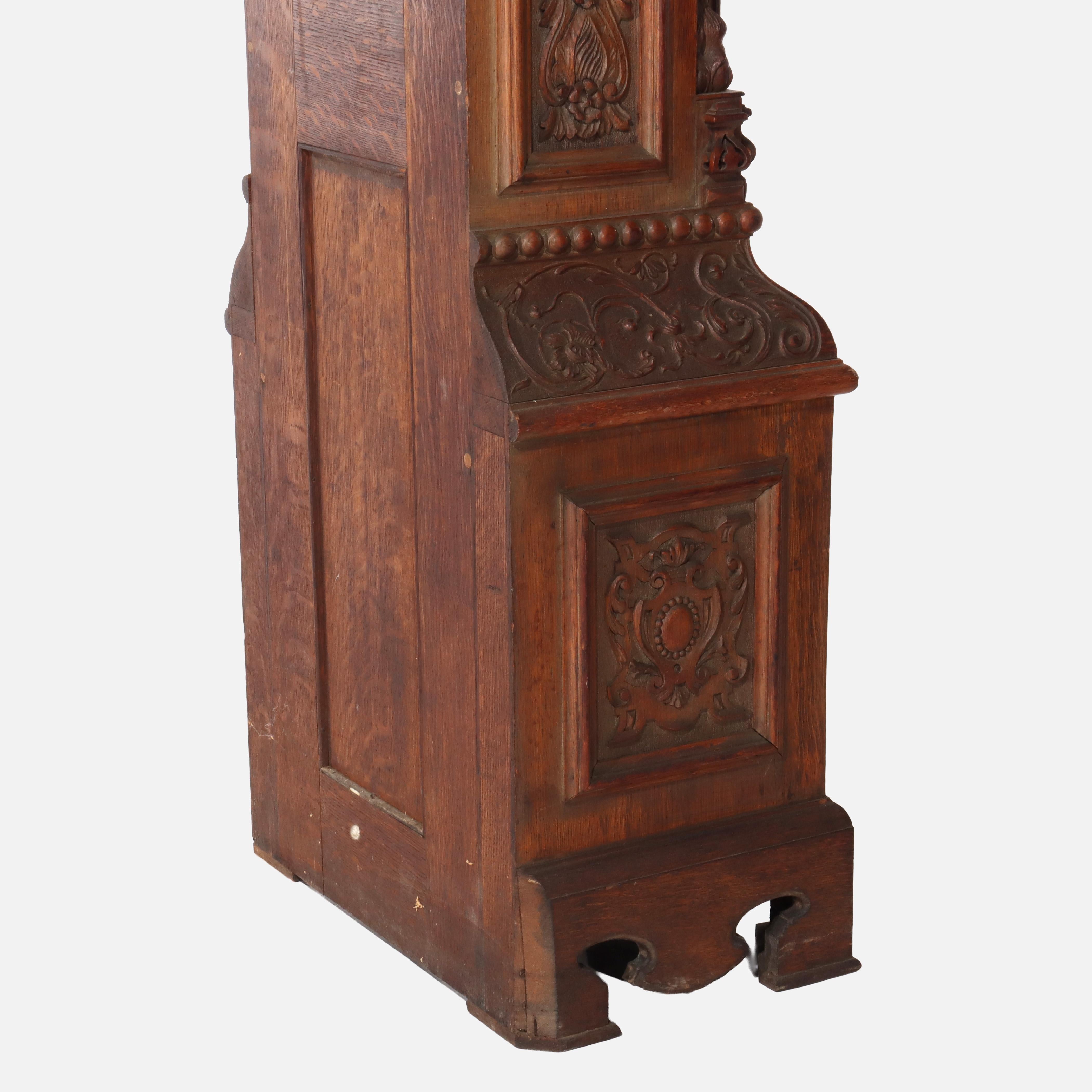 Monumental Westminster English Baroque Heavily Figural Carved Tall Case Clock For Sale 10