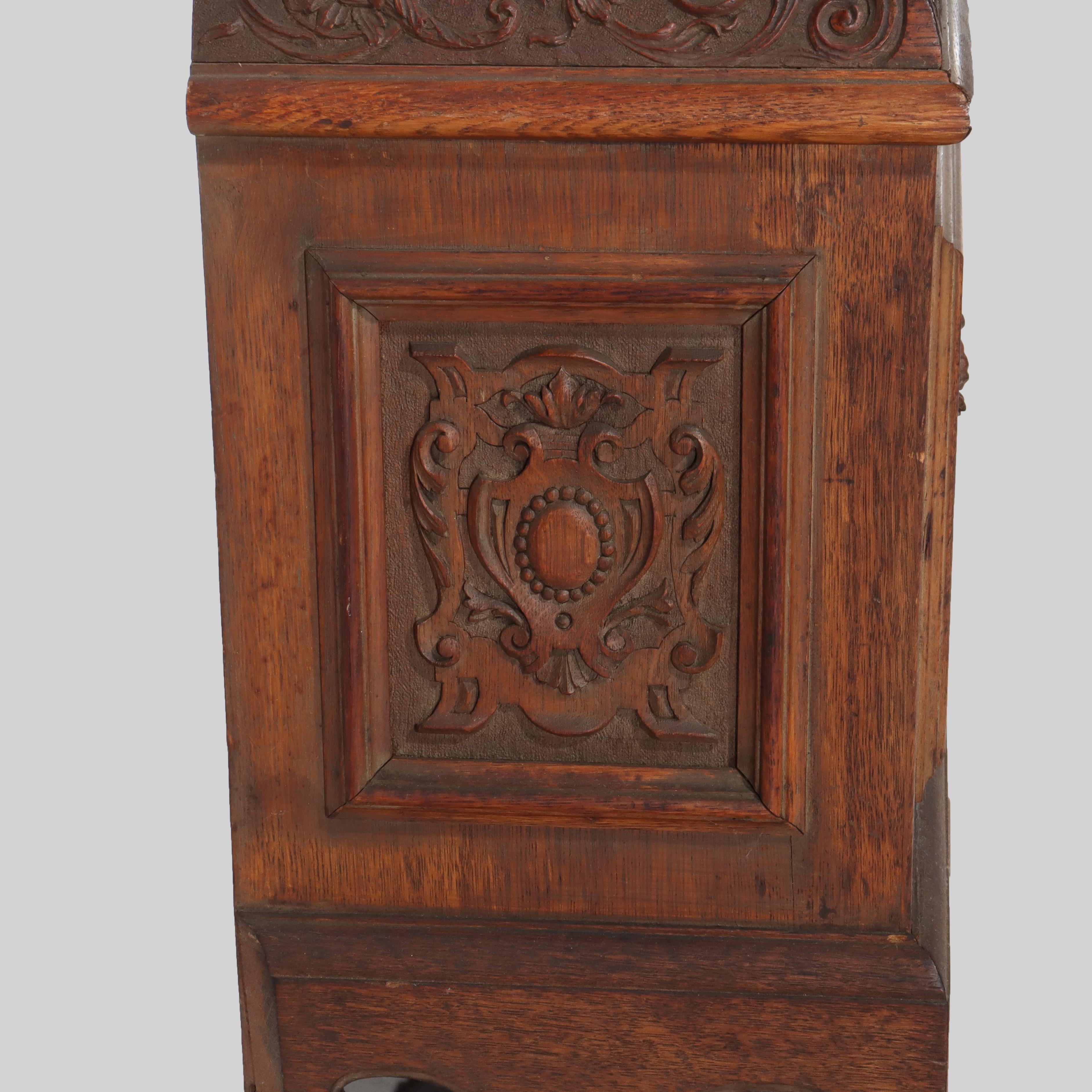 Monumental Westminster English Baroque Heavily Figural Carved Tall Case Clock For Sale 15