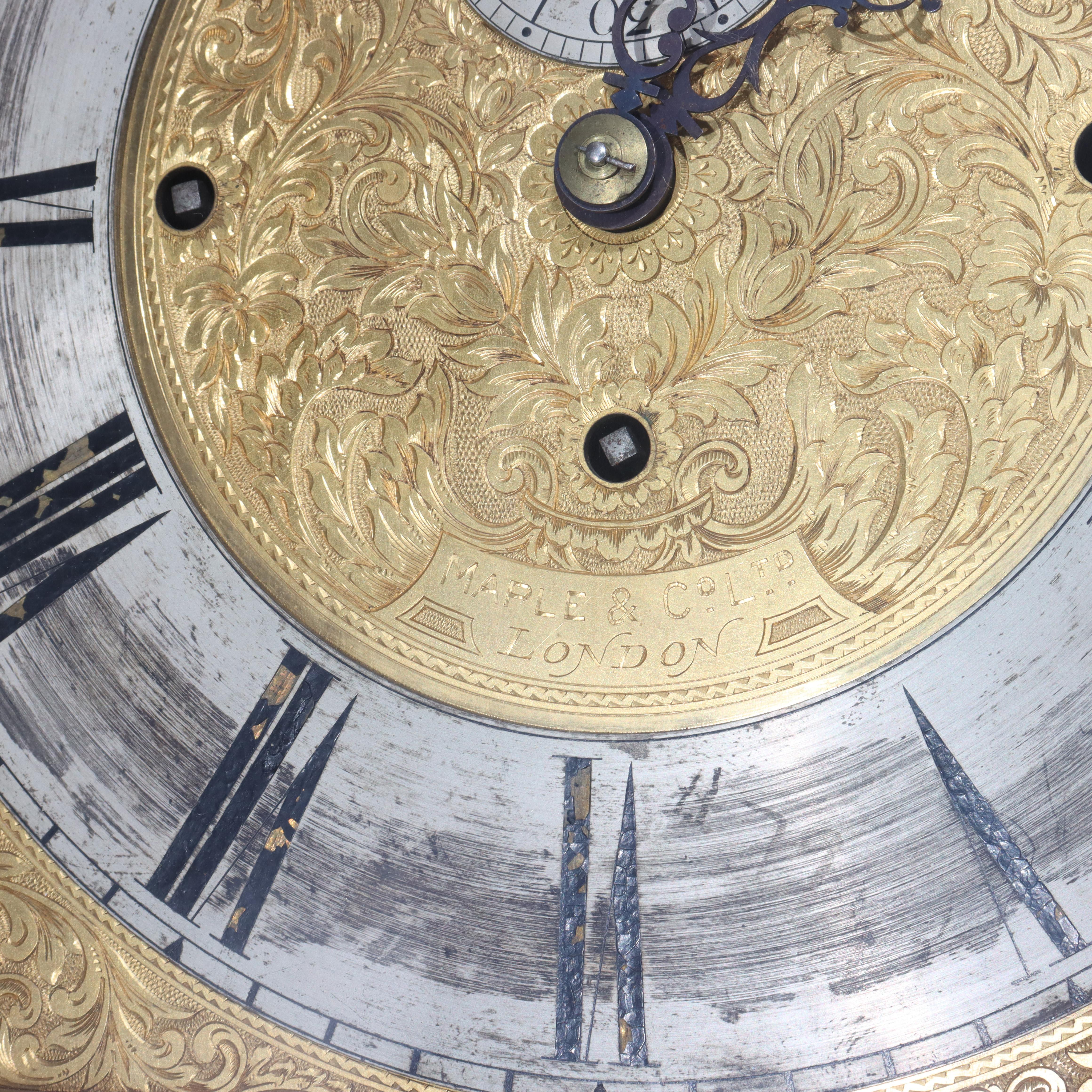 Monumental Westminster English Baroque Heavily Figural Carved Tall Case Clock For Sale 3