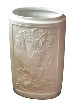 Monumental White Bisque Vase or Umbrella Stand Porcelain, Germany, 1960s