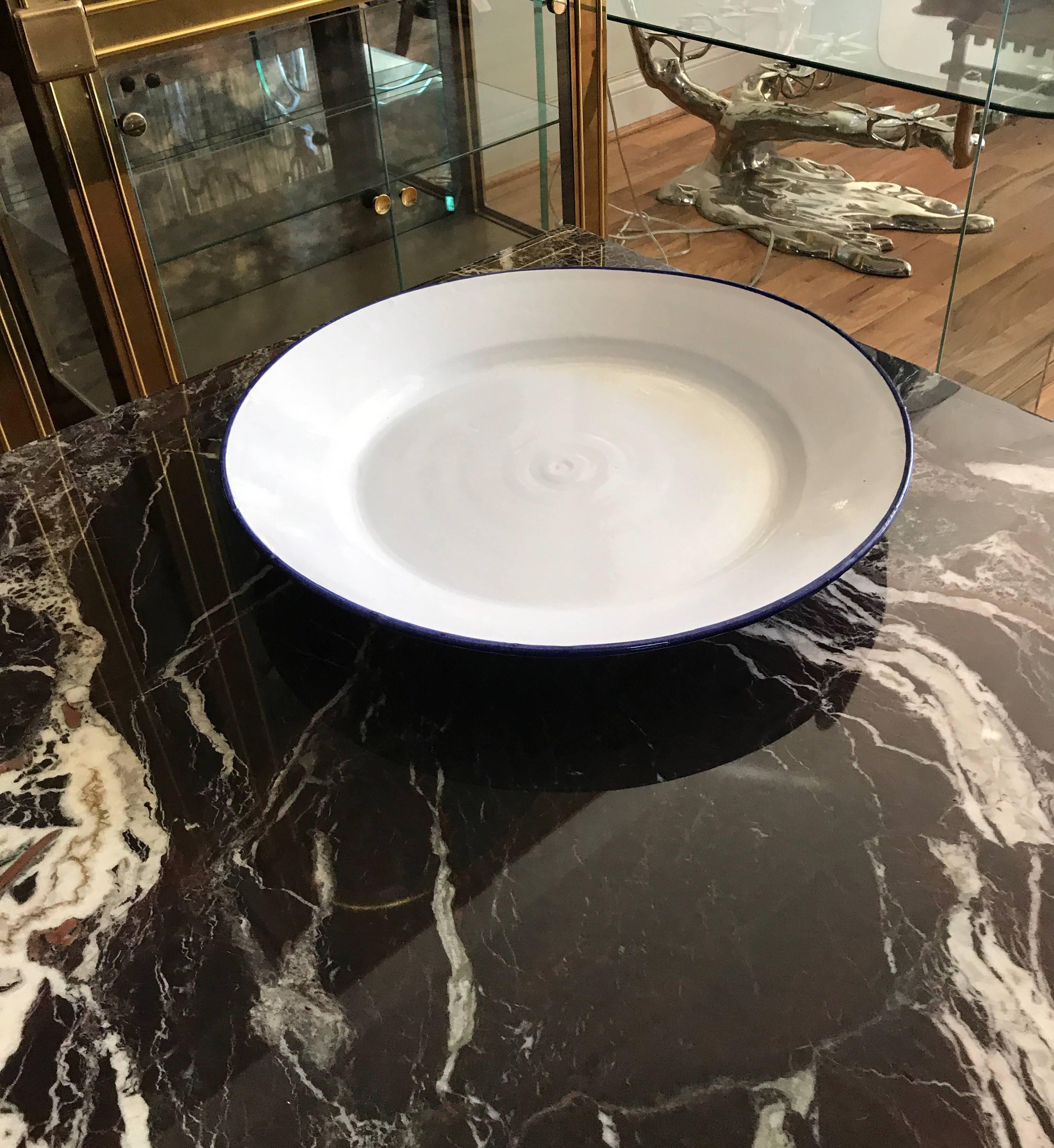 Large White Ceramic Italian Faience Charger Platter For Sale 3