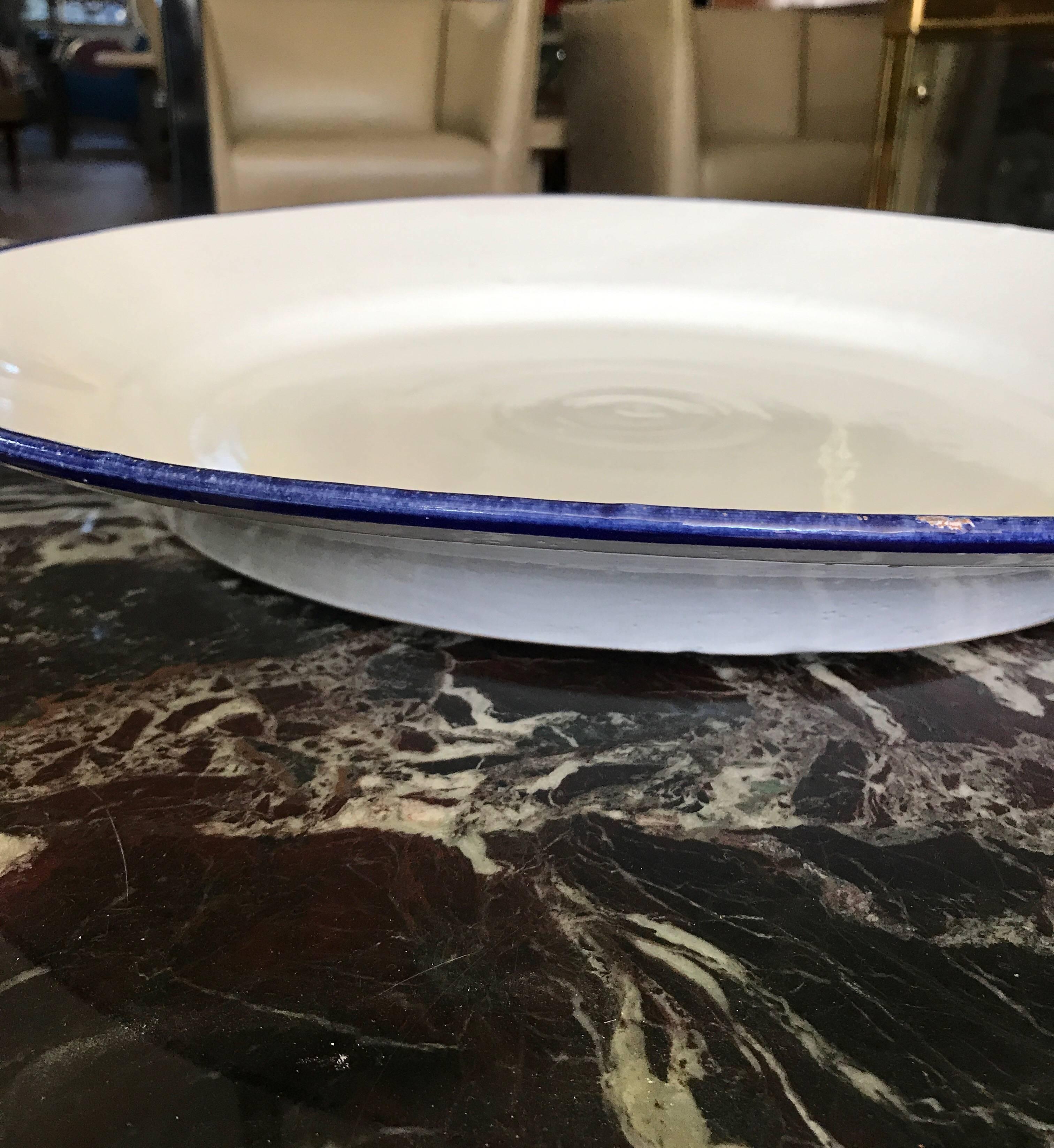 Rustic Large White Ceramic Italian Faience Charger Platter For Sale