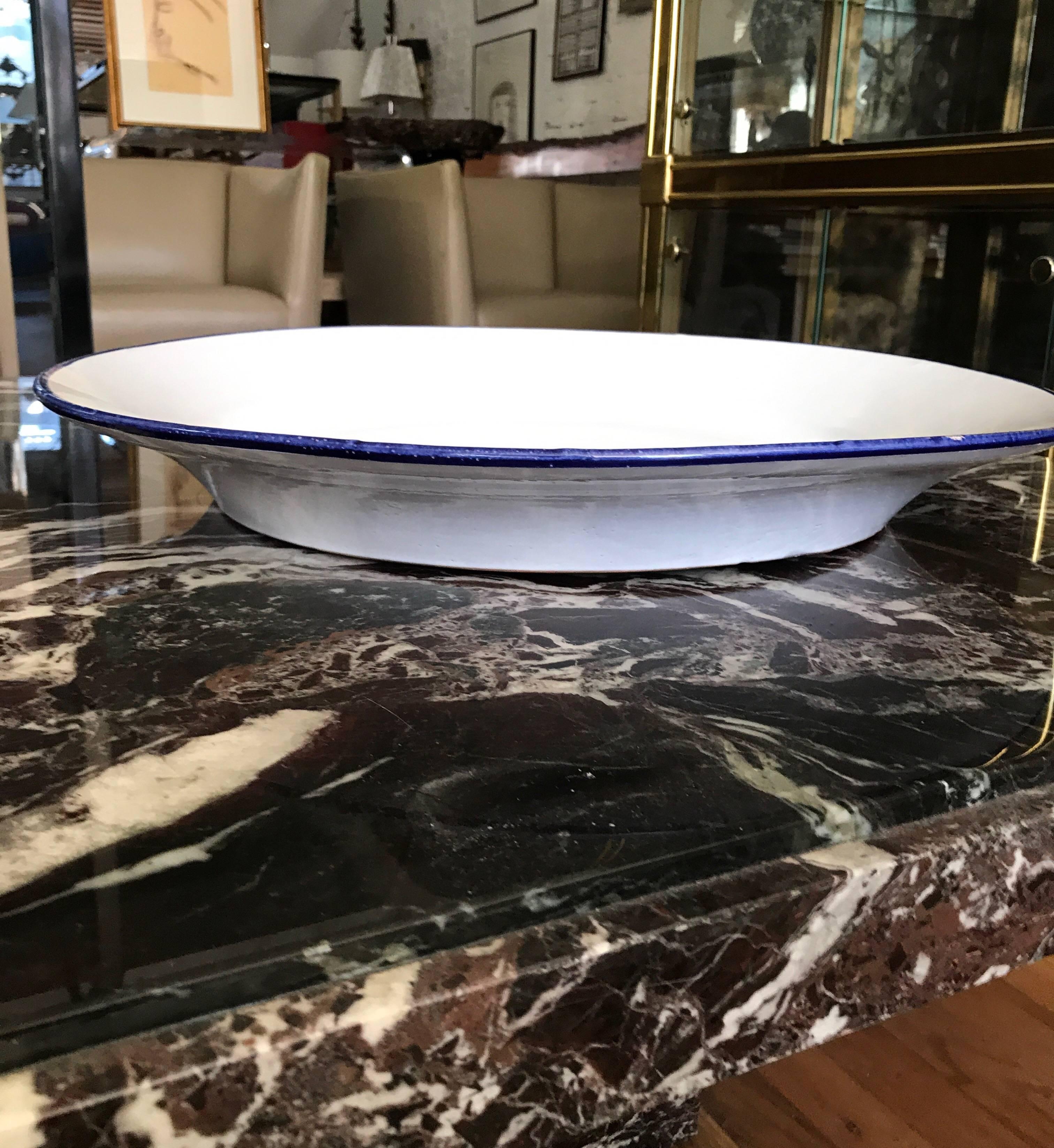Large White Ceramic Italian Faience Charger Platter For Sale 1