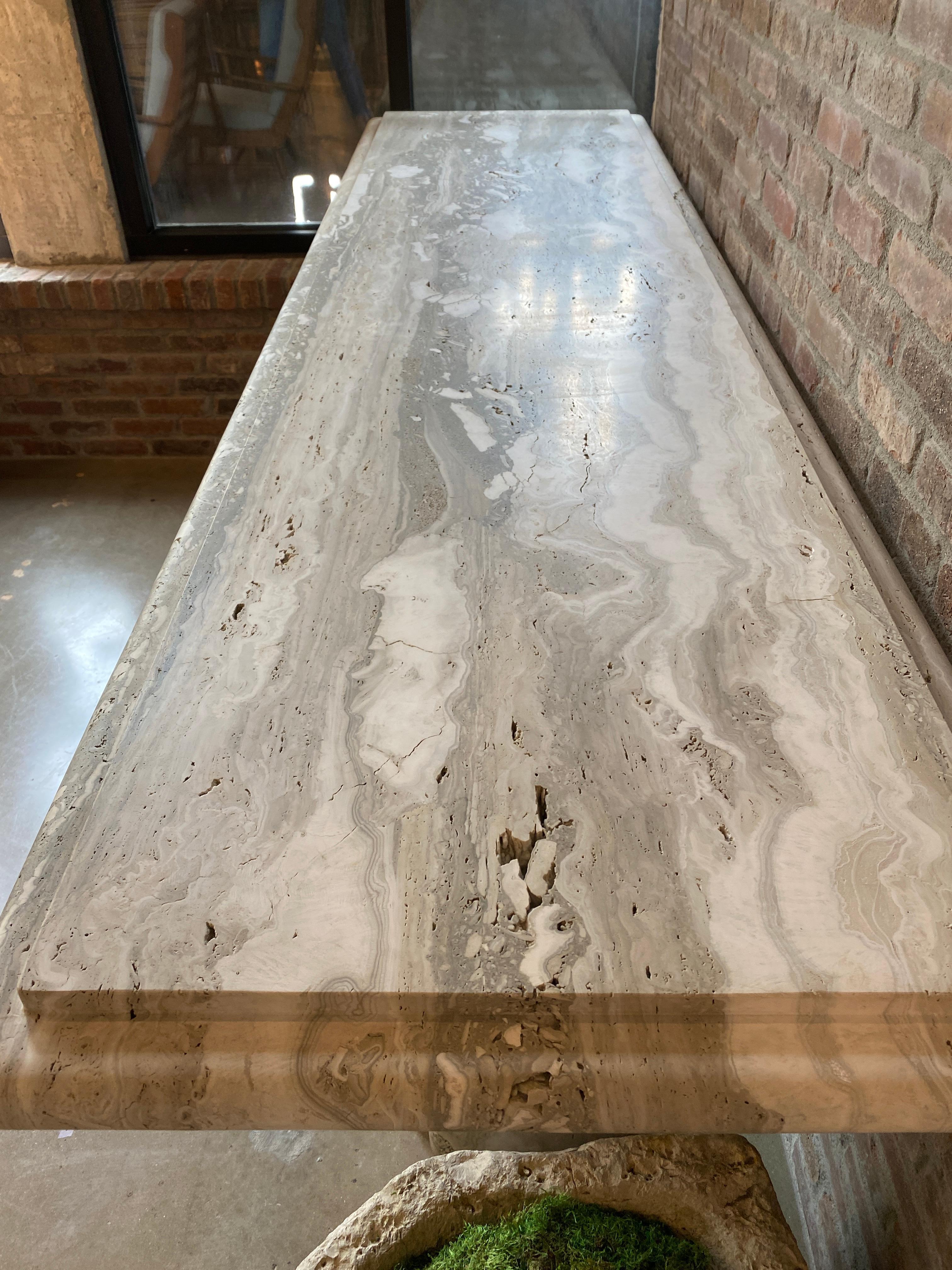 Monumental Travertine Marble Console 2