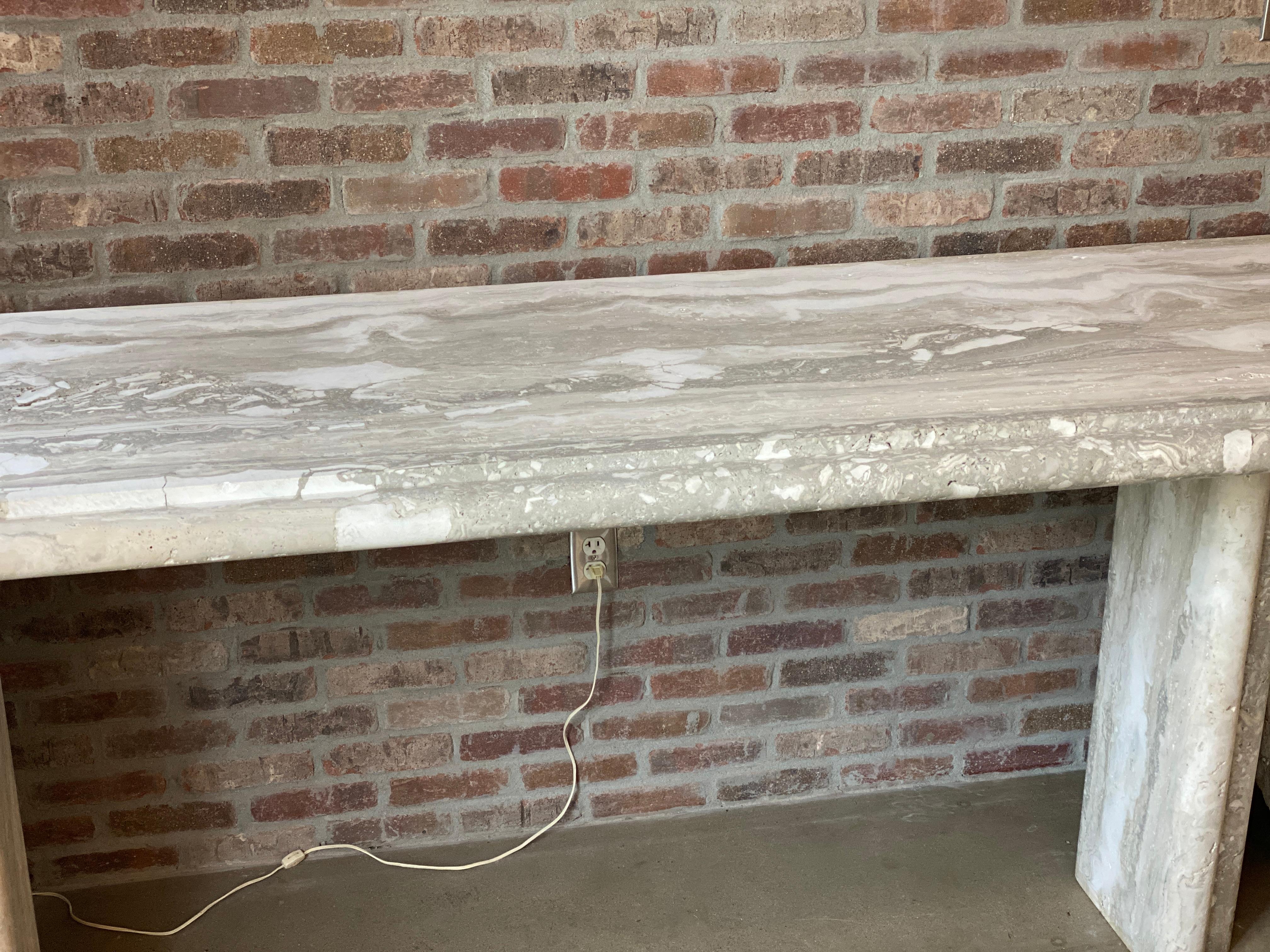 American Monumental Travertine Marble Console