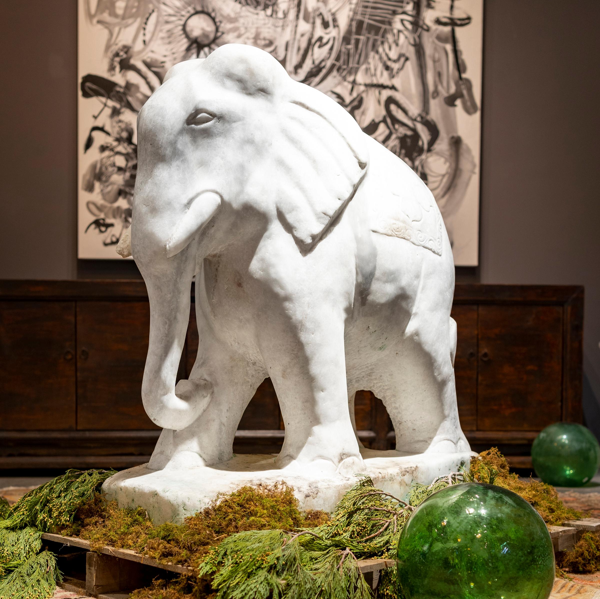 Monumental White Marble Elephant For Sale 3