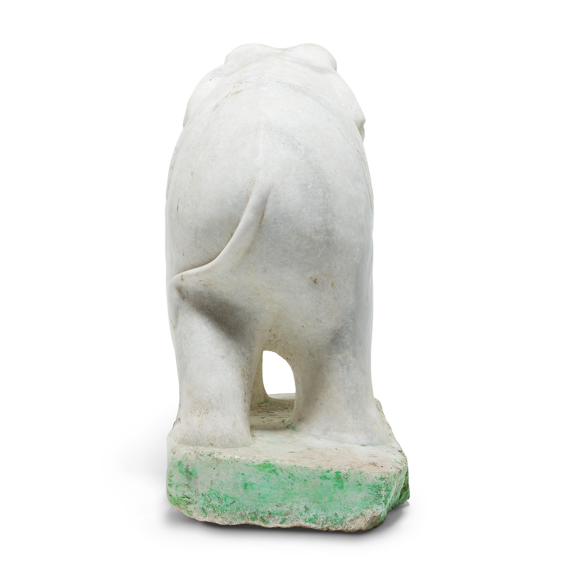 20th Century Monumental White Marble Elephant For Sale