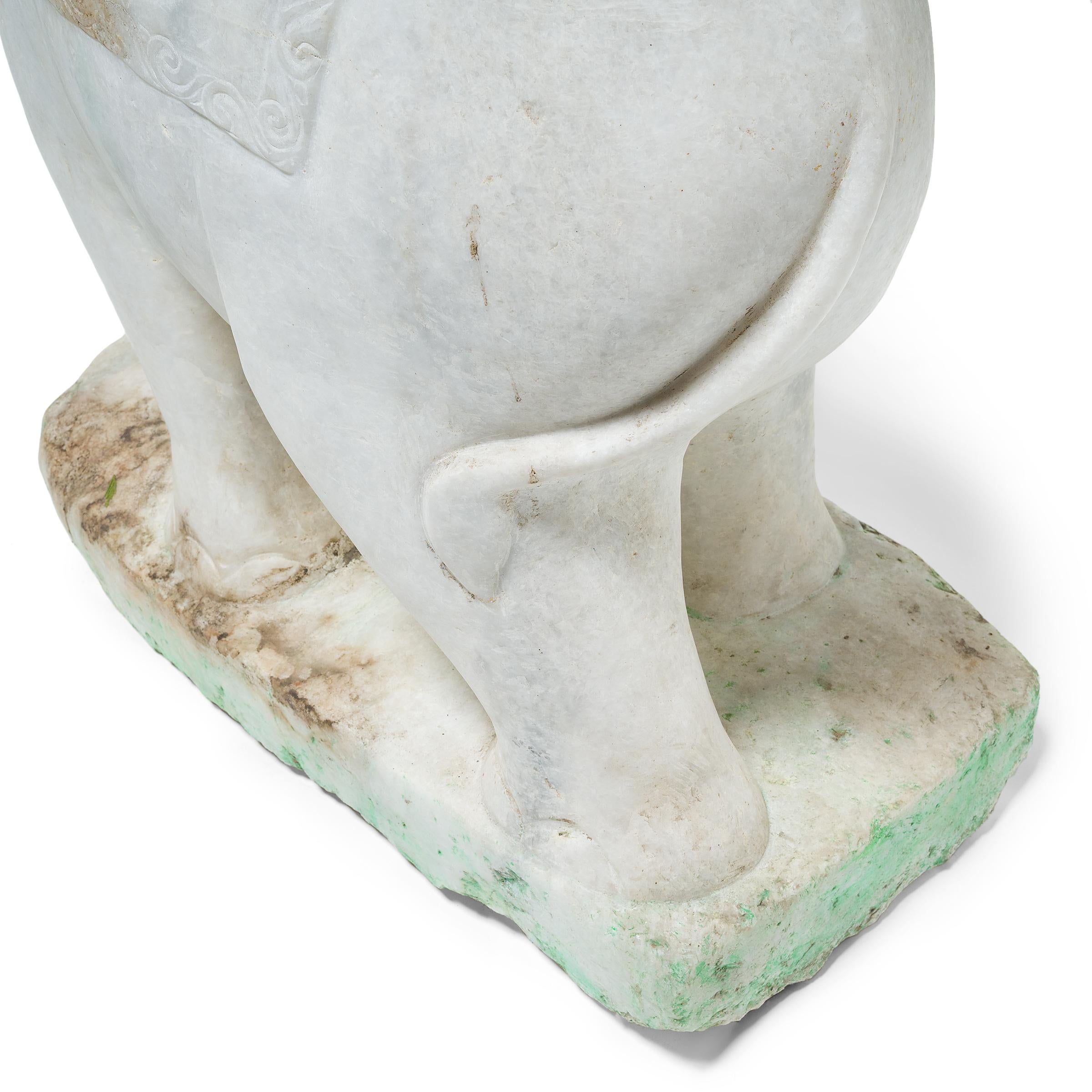 Monumental White Marble Elephant For Sale 1