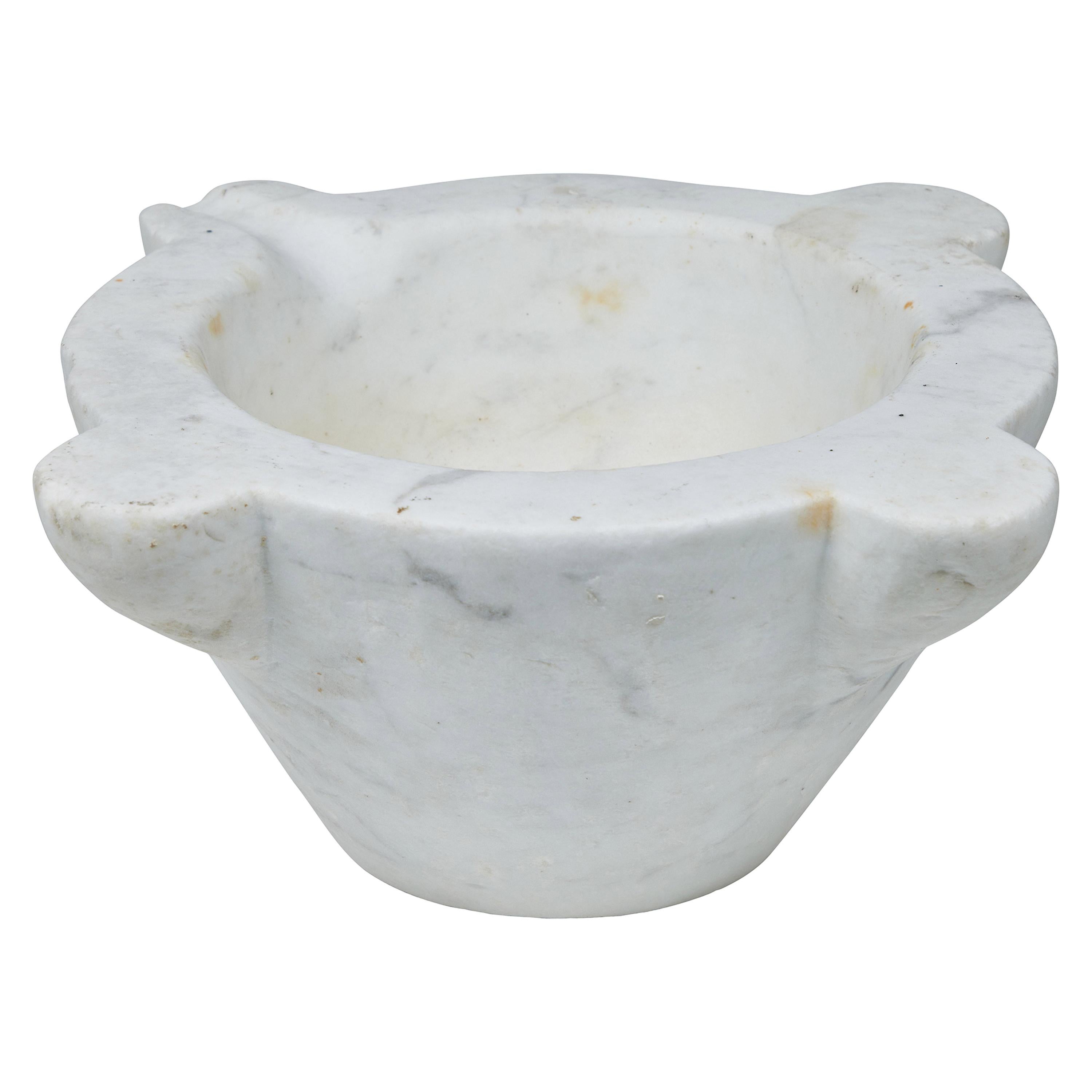 Monumental White Marble Mortar Bowl