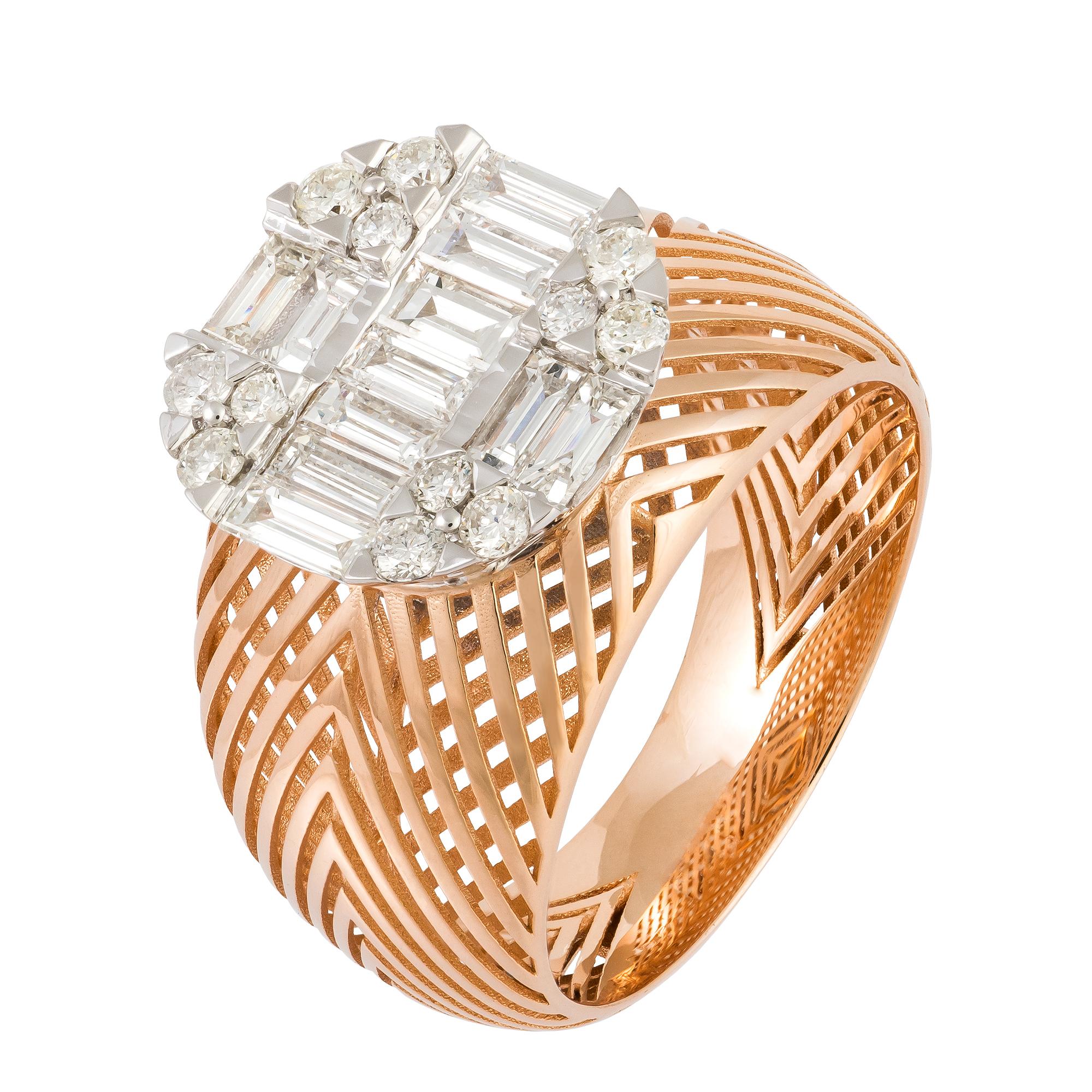 For Sale:  Monumental White Pink 18K Gold White Diamond Ring for Her 2