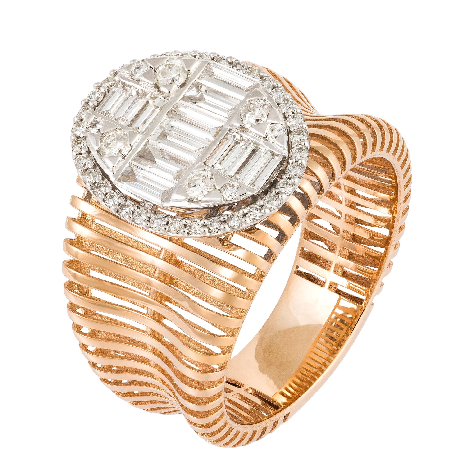For Sale:  Monumental White Pink 18K Gold White Diamond Ring for Her 2
