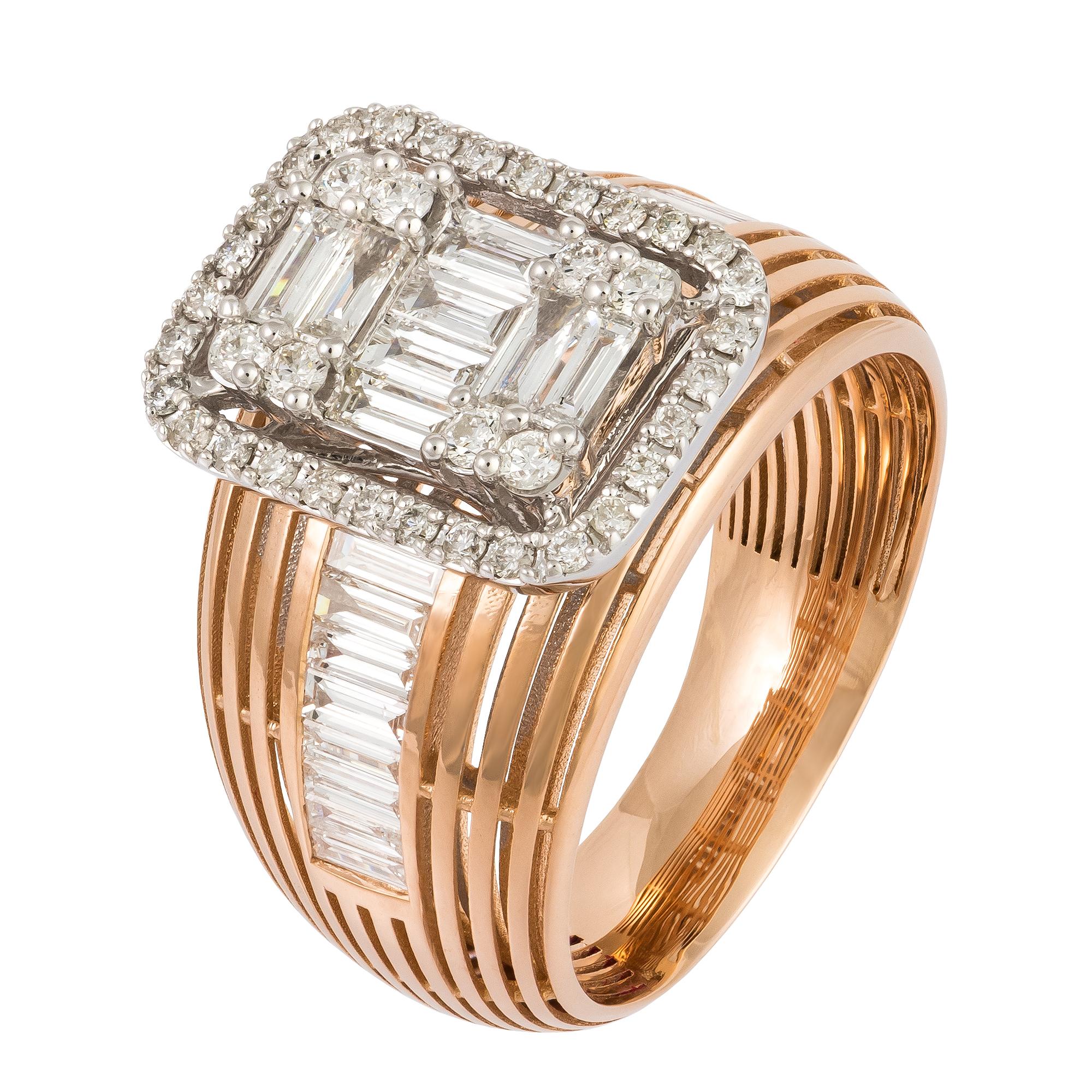 For Sale:  Monumental White Pink 18K Gold White Diamond Ring for Her 2