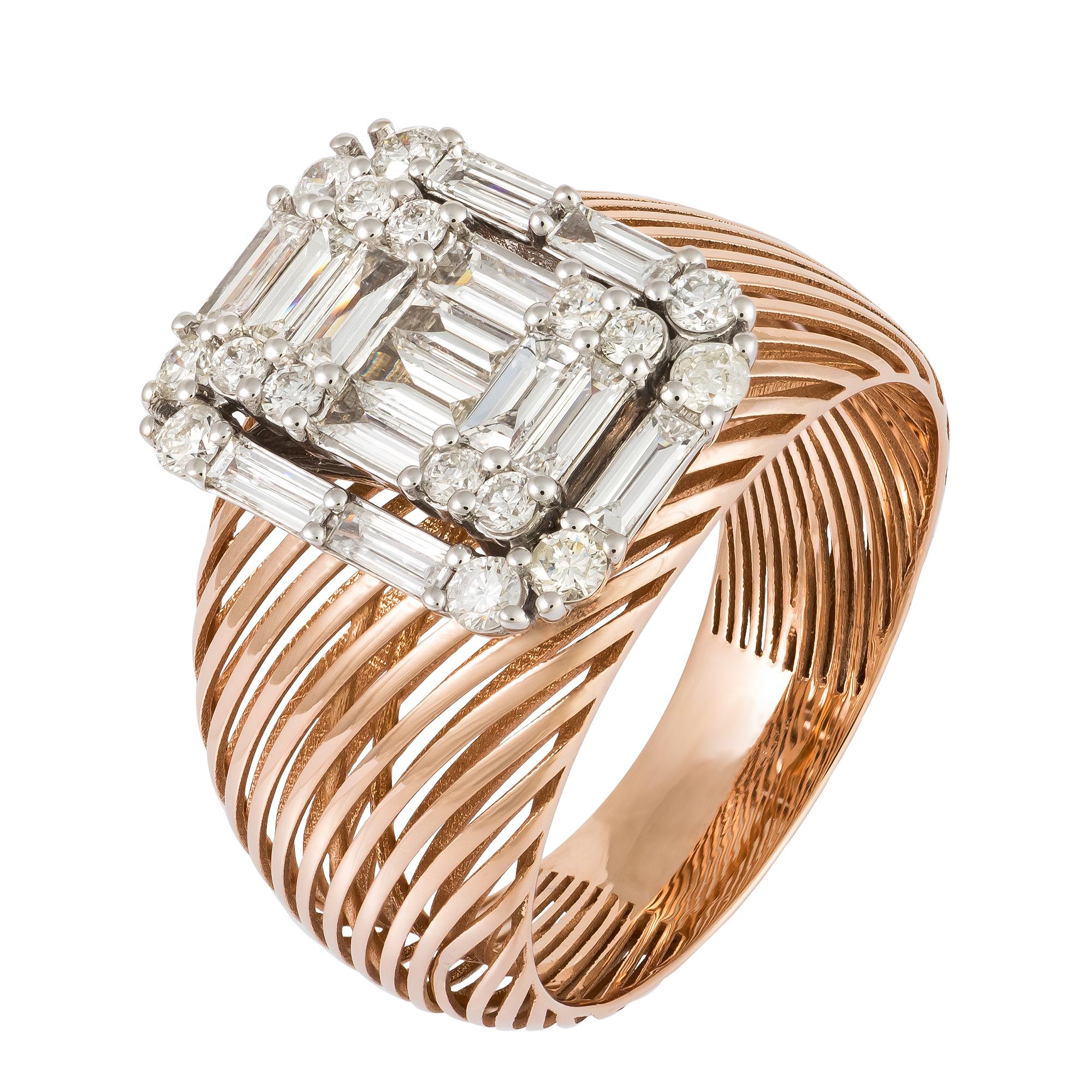 For Sale:  Monumental White Pink 18K Gold White Diamond Ring For Her 3