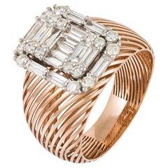 Monumentaler Weiß-Rosa-Diamantring aus 18 Karat Gold für sie
