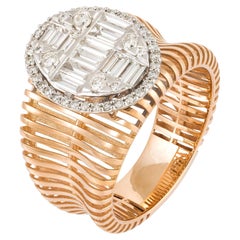 Monumentaler Ring aus 18 Karat Gold mit weißem, rosa und weißem Diamanten für sie