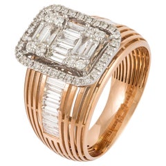Monumentaler Ring aus 18 Karat Gold mit weißem, rosa und weißem Diamanten für sie