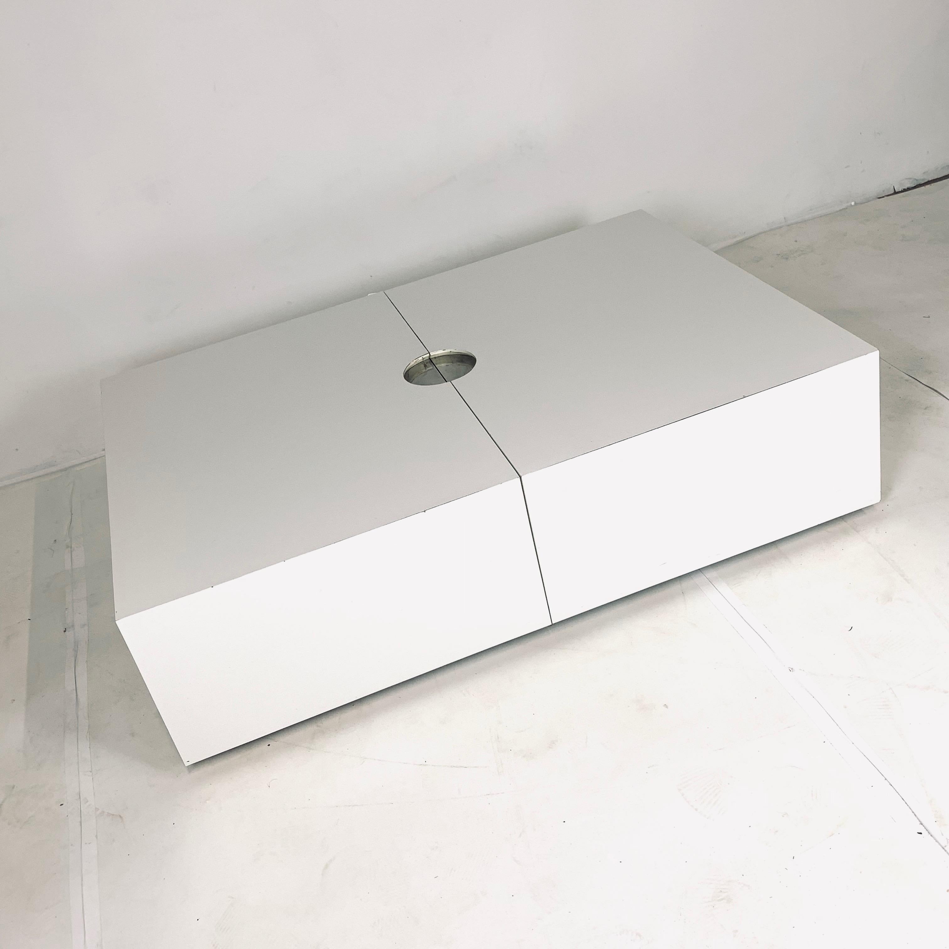 Monumental White & Stainless Op-Art Pop Convertible Storage / Bar / Coffee Table 2