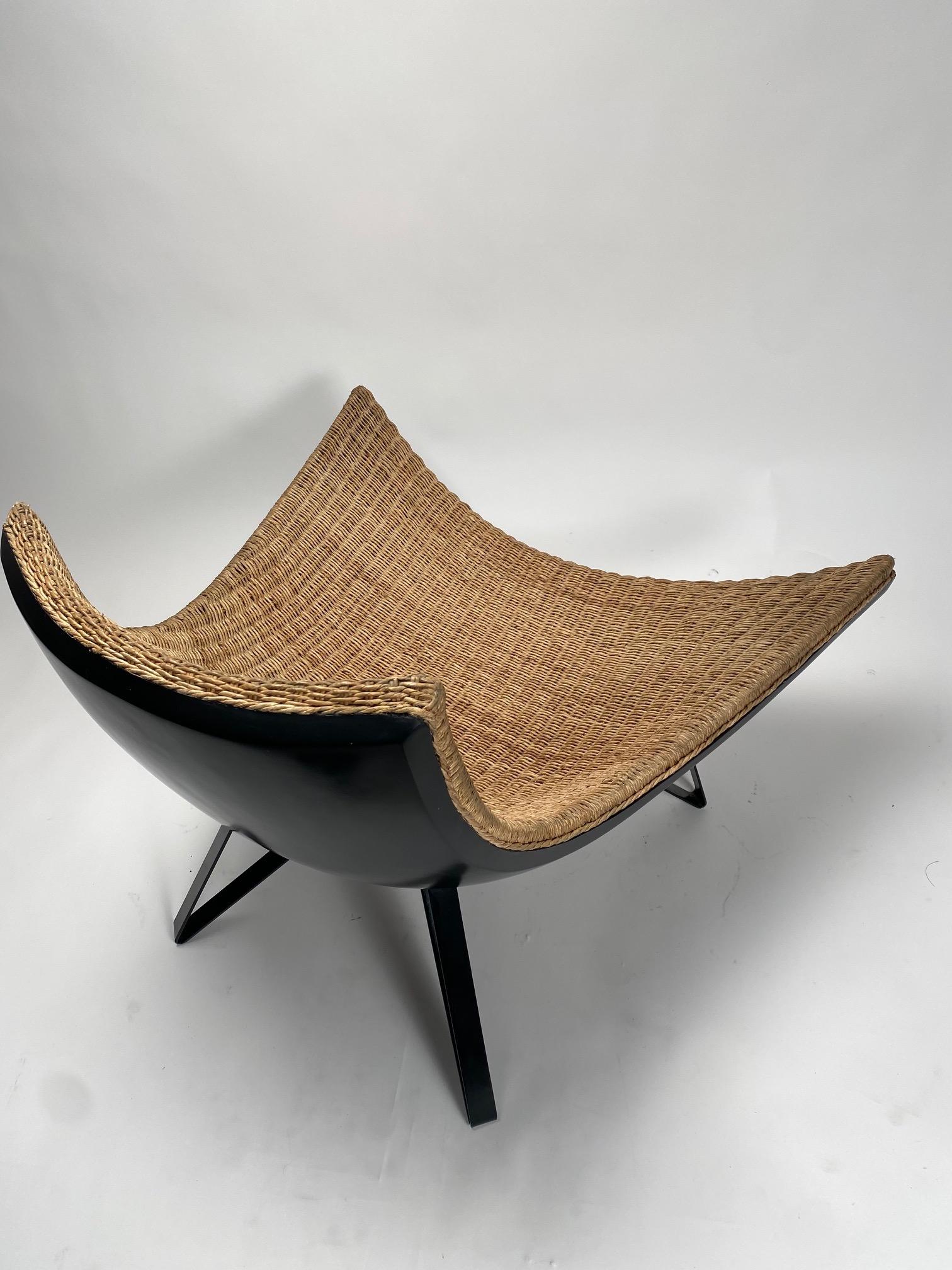 Monumental wicker armchair, Italy, 1980s For Sale 4