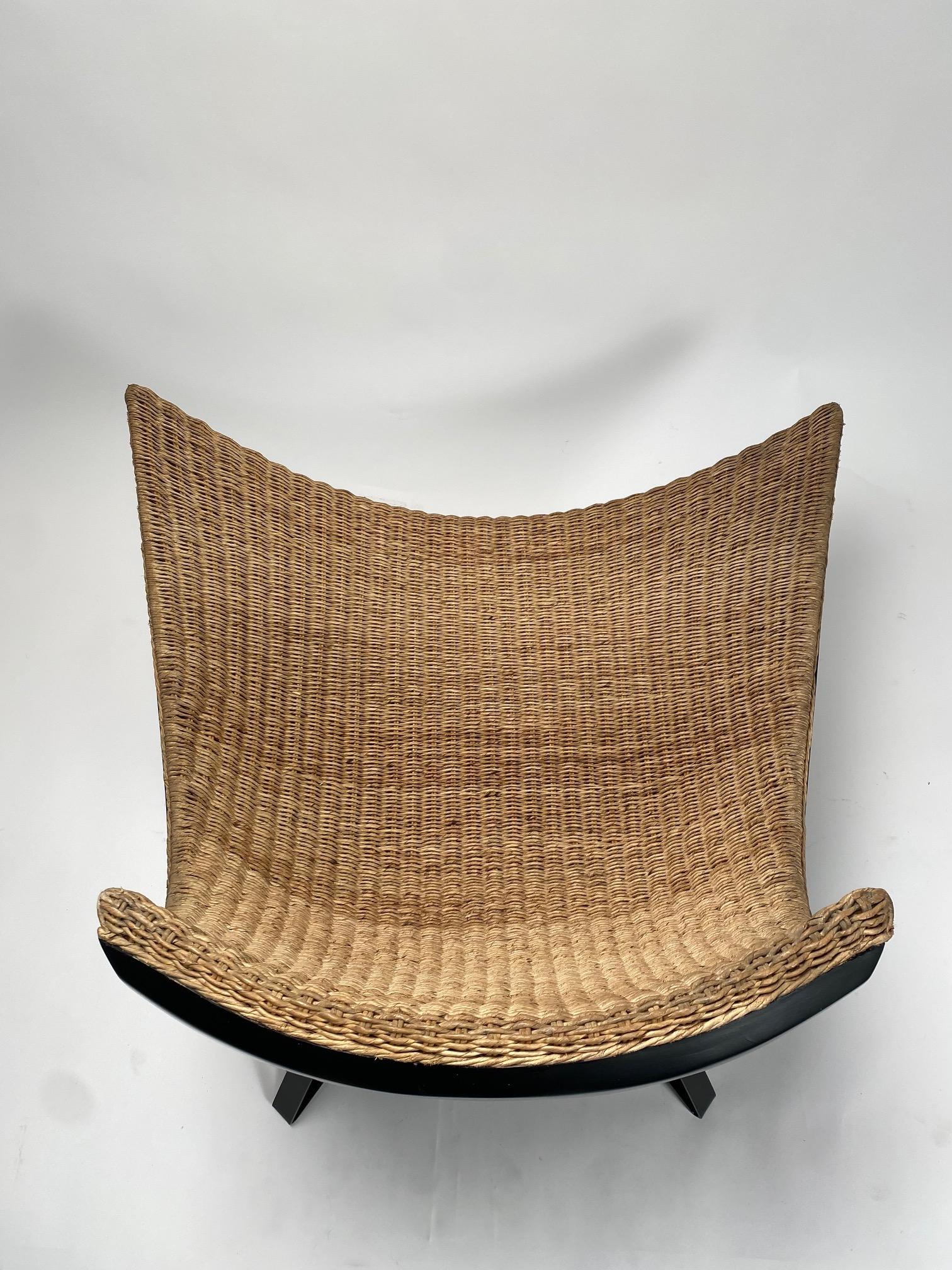 Monumental wicker armchair, Italy, 1980s For Sale 5