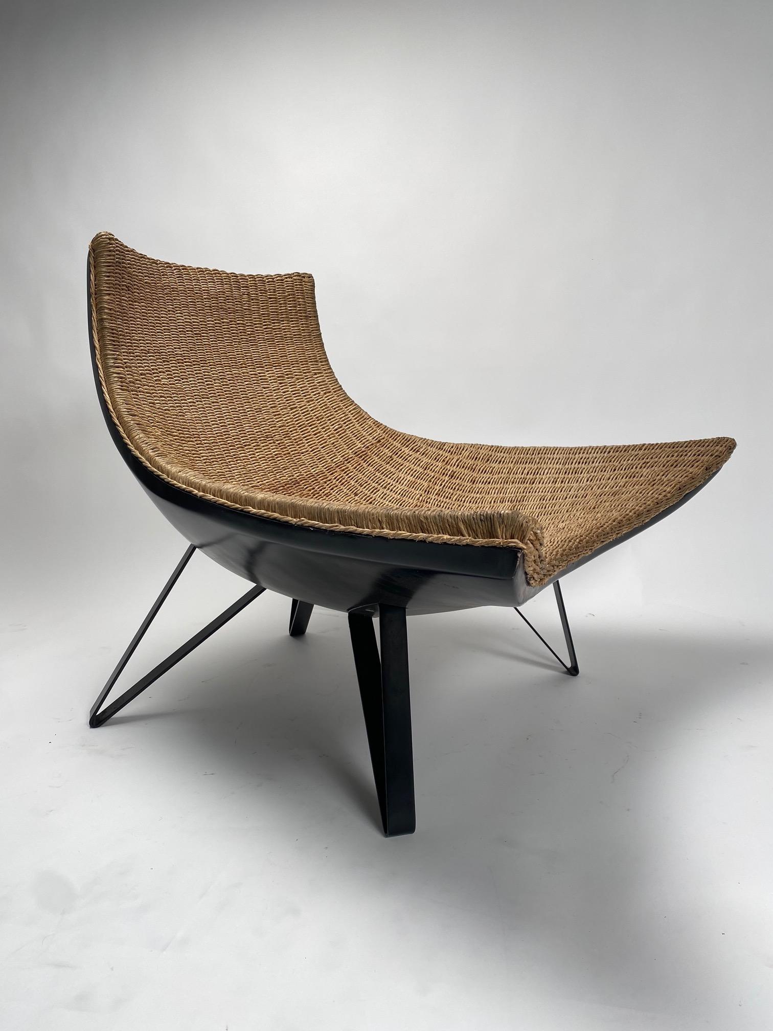 Monumental wicker armchair, Italy, 1980s For Sale 1