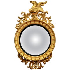 Antique Monumental William IV Convex Bullseye Mirror