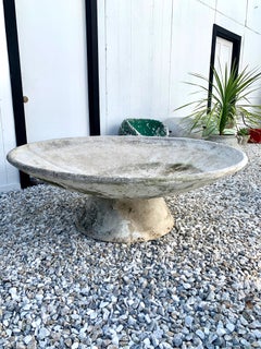 Monumental Willy Guhl 59" Adjustable Two-Piece Concrete Bowl Planters