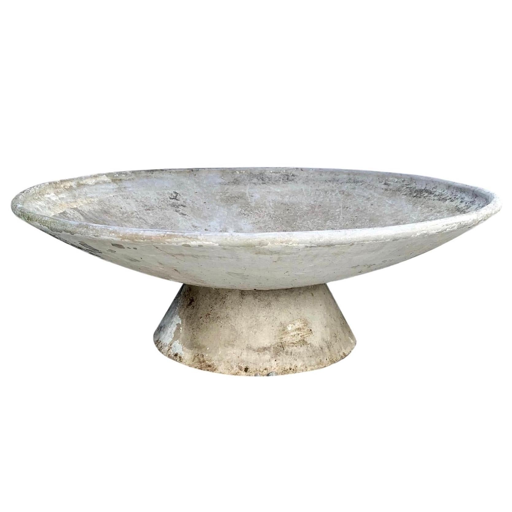 Monumental Willy Guhl 59" Adjustable Two-Piece Concrete Bowl Planters For Sale