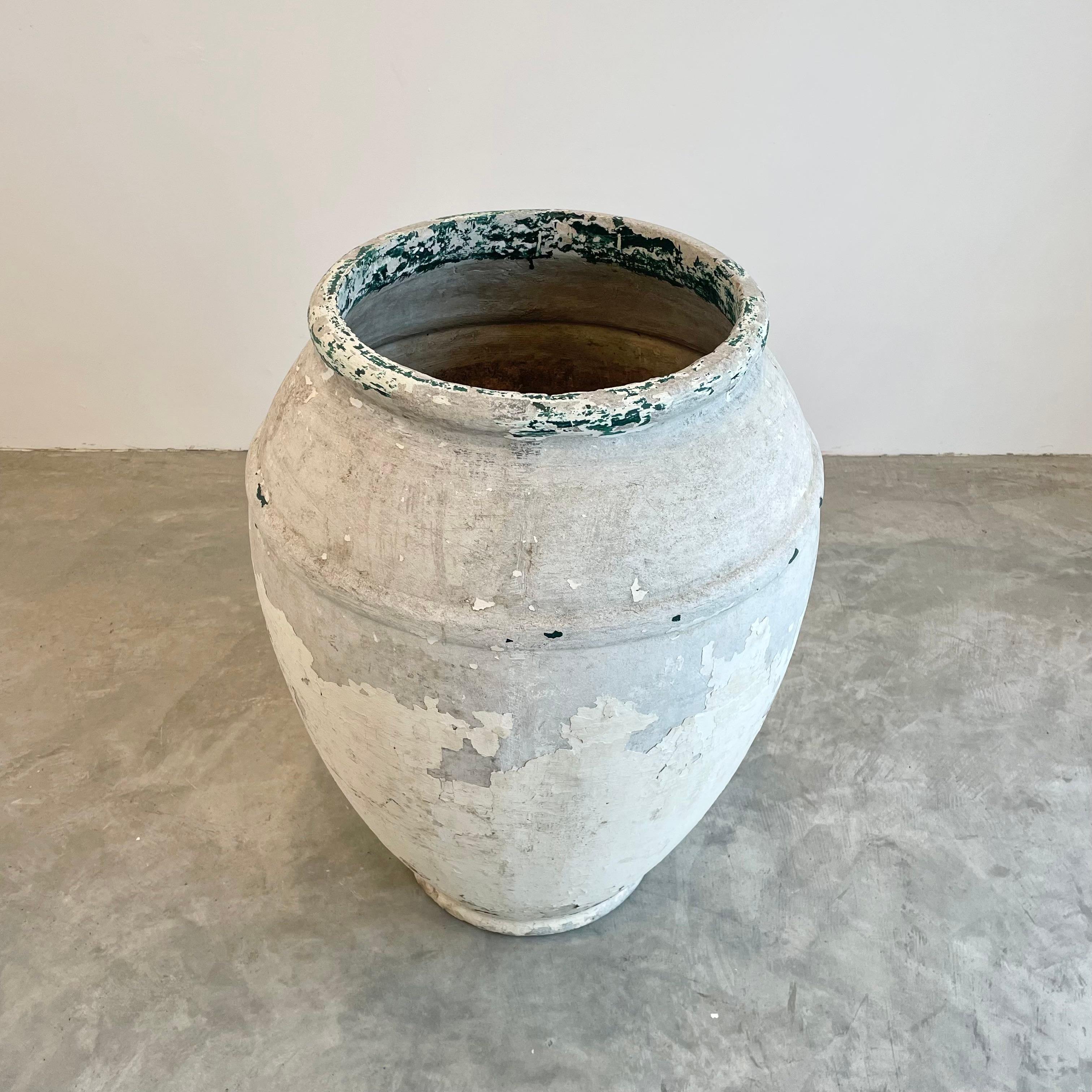 Unusual concrete urn by Willy Guhl. Rare model and size. Excellent white and green patina. Urn has a delicate cement ridge around the mouth as well as around the widest part of the jar giving it depth and delicate lines. The body of the jar tapers