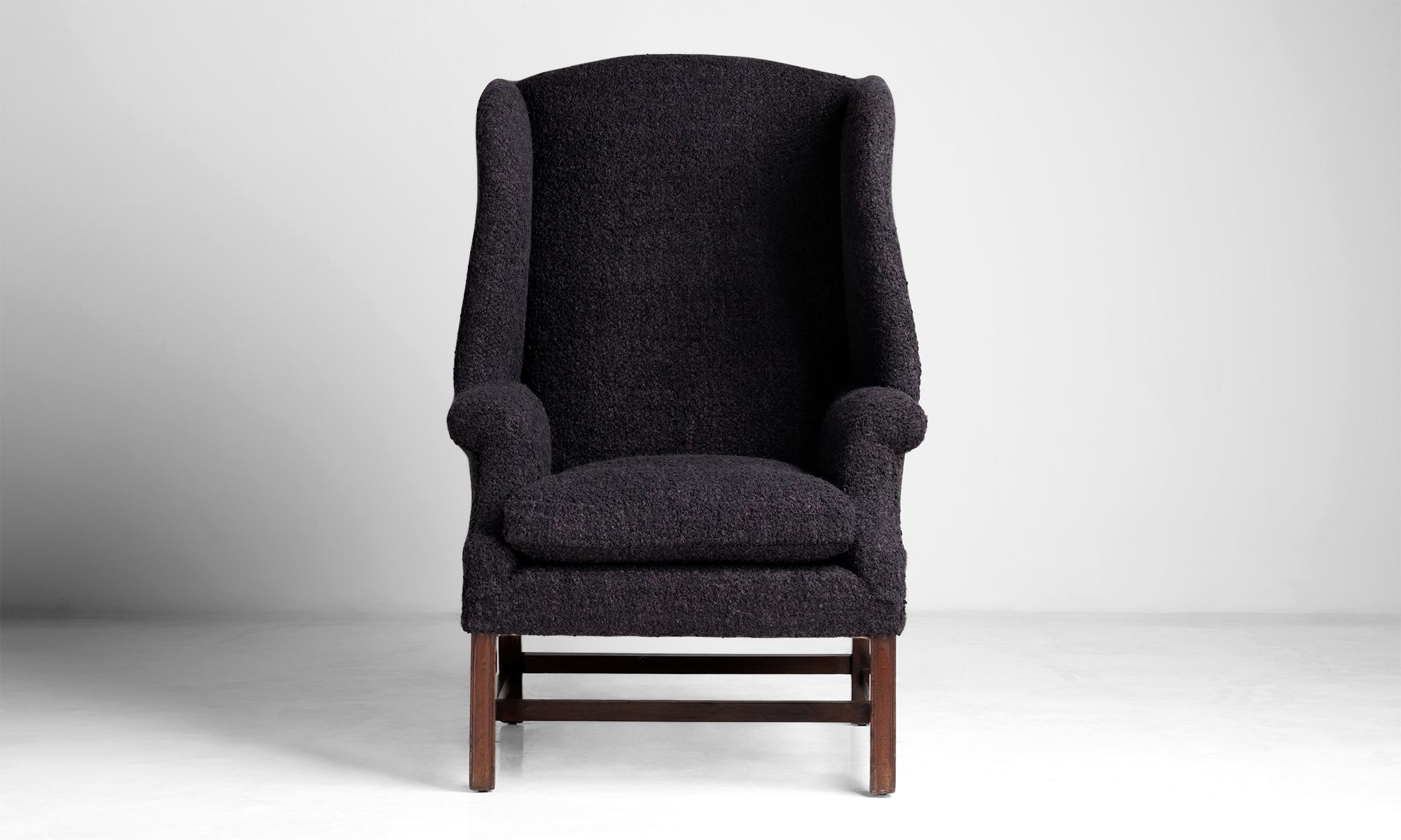 Monumental Wing Chair in Alpaca Blend by Rosemary Hallgarten, England circa 1860 In Good Condition In Culver City, CA