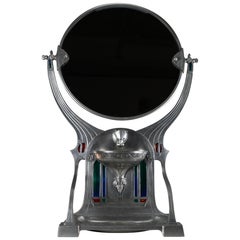Monumentaler, versilberter Jugendstil-Schmuckspiegel von WMF im Art-Nouveau-Stil