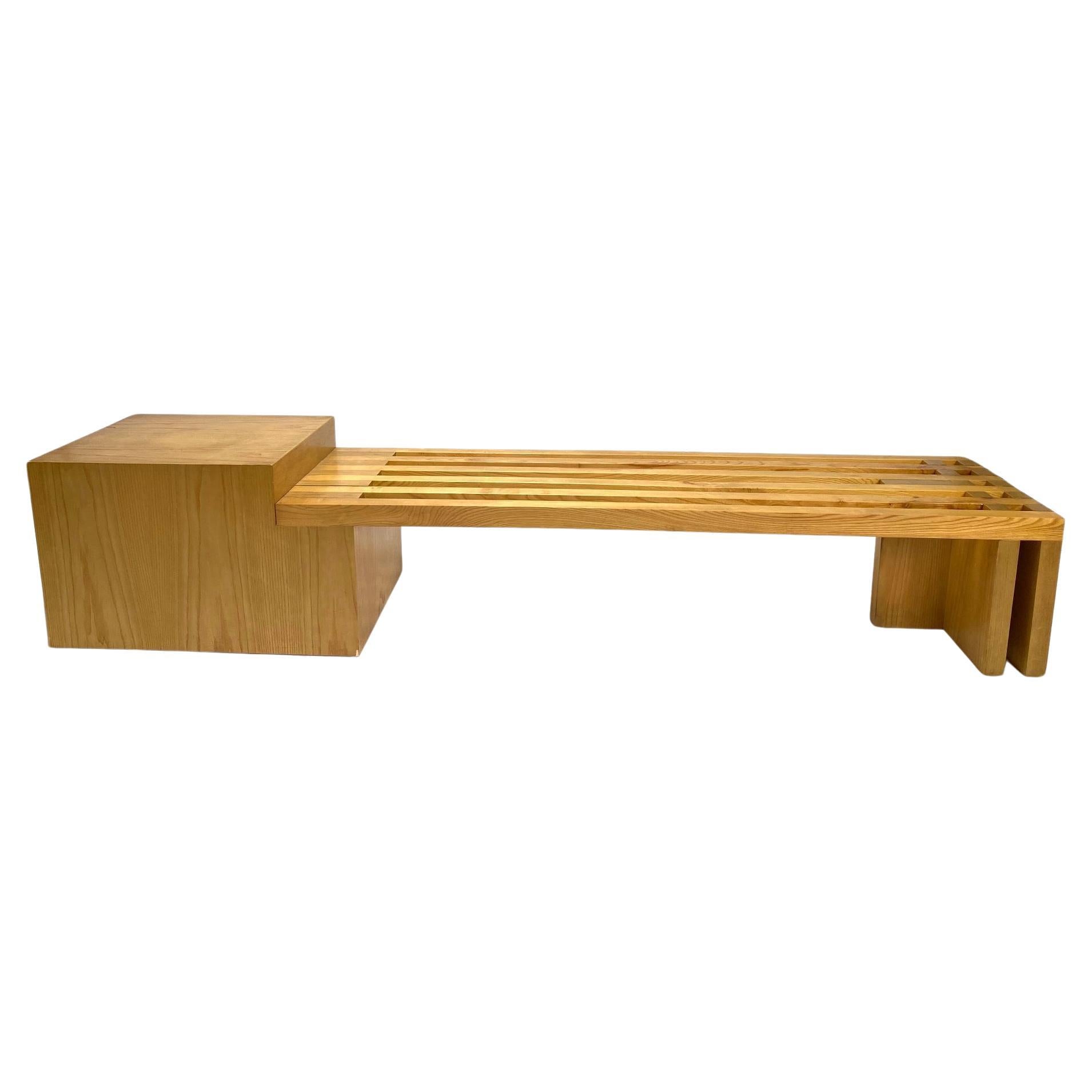 Monumental wooden bench by Bruno Nanni, Italy, 1970s For Sale