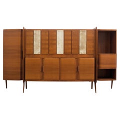 Vintage Monumental Wooden Cabinet with Parchment Panels by Gio Ponti, Italy