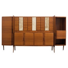 Monumental Wooden Cabinet with Parchment Panels by Gio Ponti, Italy