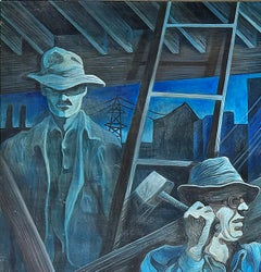 Monumental WPA Style Painting by Chicago Artist Amelia Helper