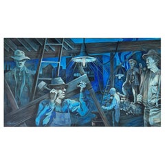 Monumental WPA Style Painting by Chicago Artist Amelia Helper