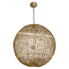 Monumental wrought brass wire pendant