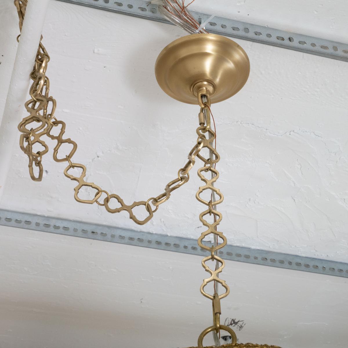 Monumental wrought brass wire pendant For Sale 1