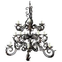Monumental Wrought Iron Chandelier
