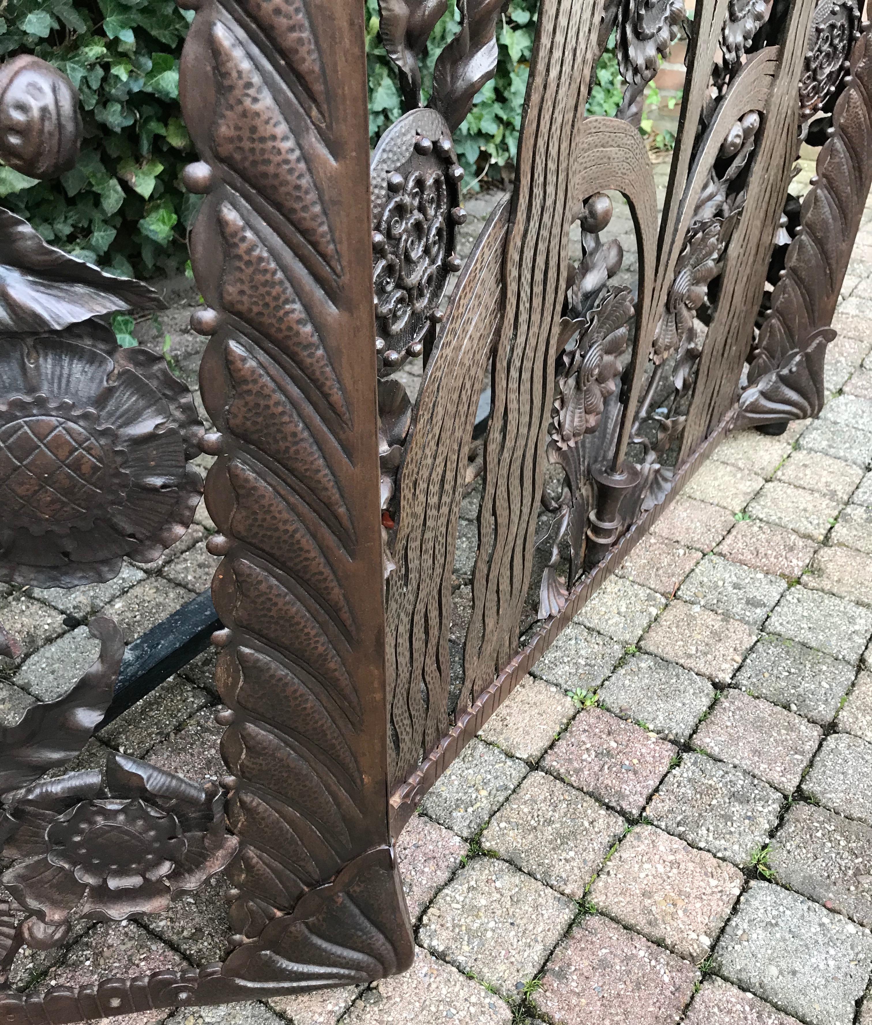 Monumental Wrought Iron Fountain, Flowers and Palm Leaf Art Deco Console Table   1