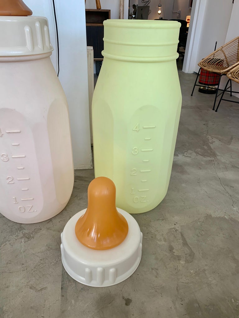 Late 20th Century Monumental Yellow Baby Bottle For Sale