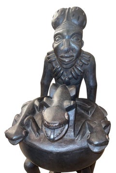 Monumental Yoruba Figural Ritual Vessel, Nigeria, Mid-20th Century