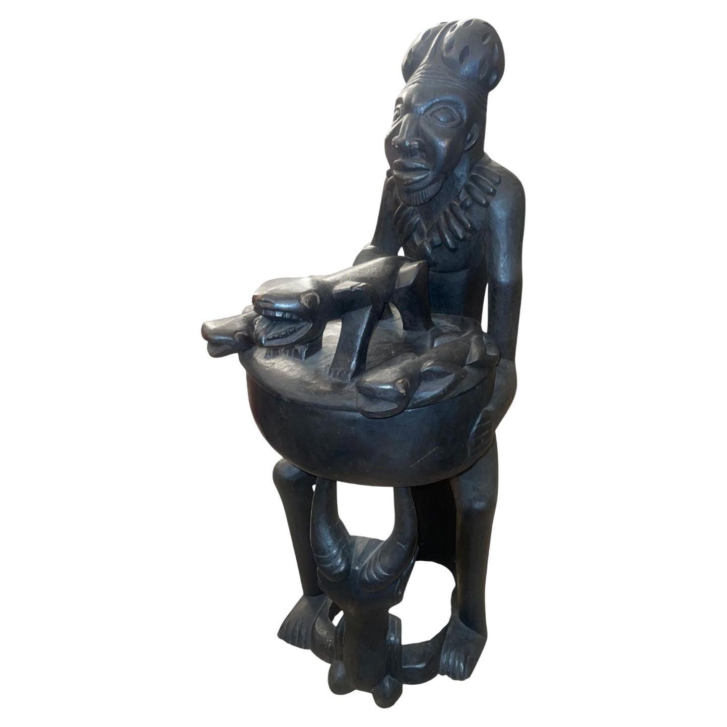 Monumental Yoruba Figural Ritual Vessel, Nigeria, Mid-20th Century For Sale