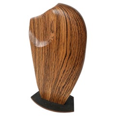 Monumental Zebra Wood Abstract Sculpture on Custom Patinated Steel Base, 1960s