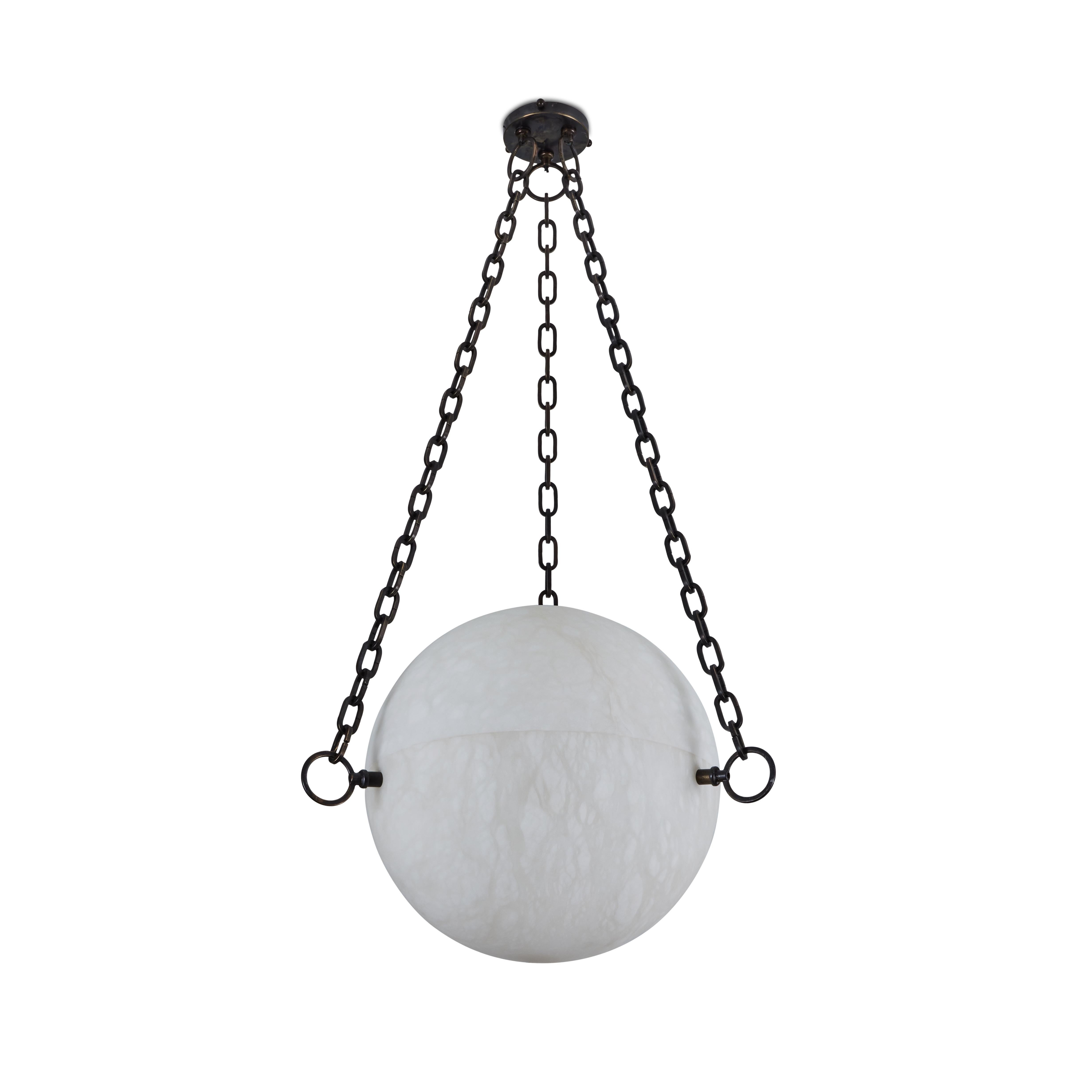 Metallo Lampadario monumentale in alabastro 'Zeus' di Denis de la Mesiere in vendita