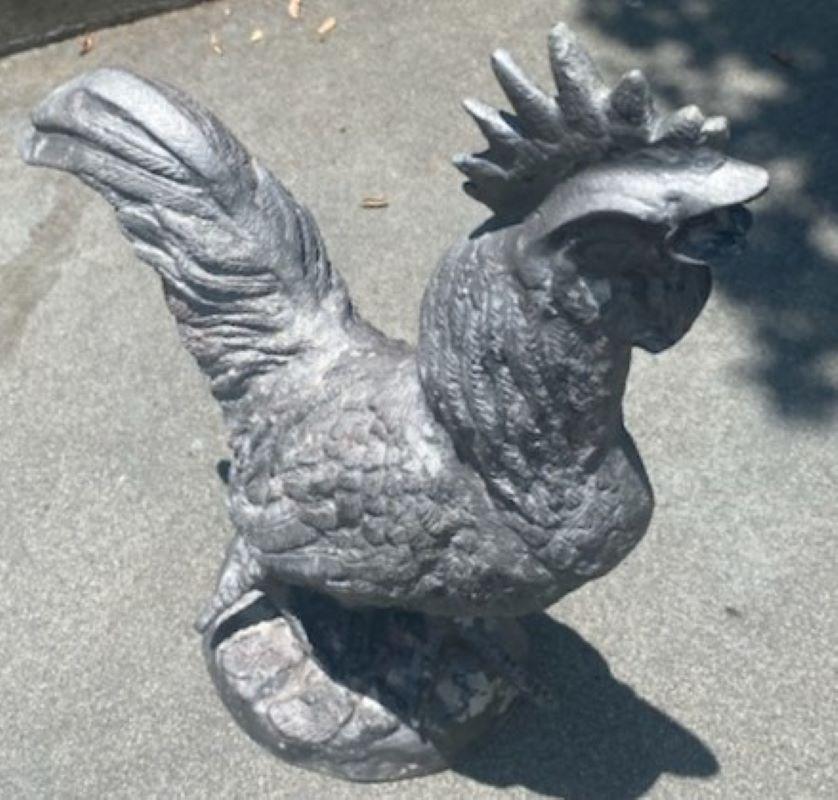Molded Monumental Zinc Rooster from a Garden For Sale