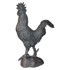 Coq monumental en zinc provenant d'un jardin