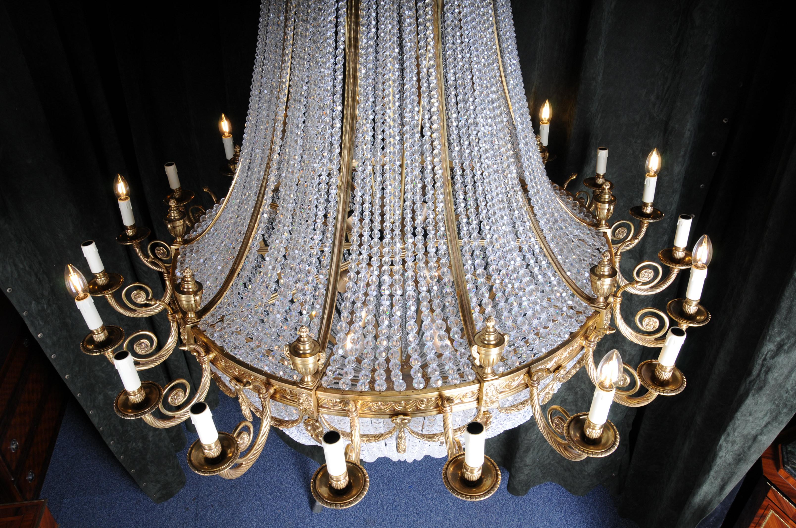 Monumental, noble ceiling chandelier in the Louis-Seize style For Sale 5
