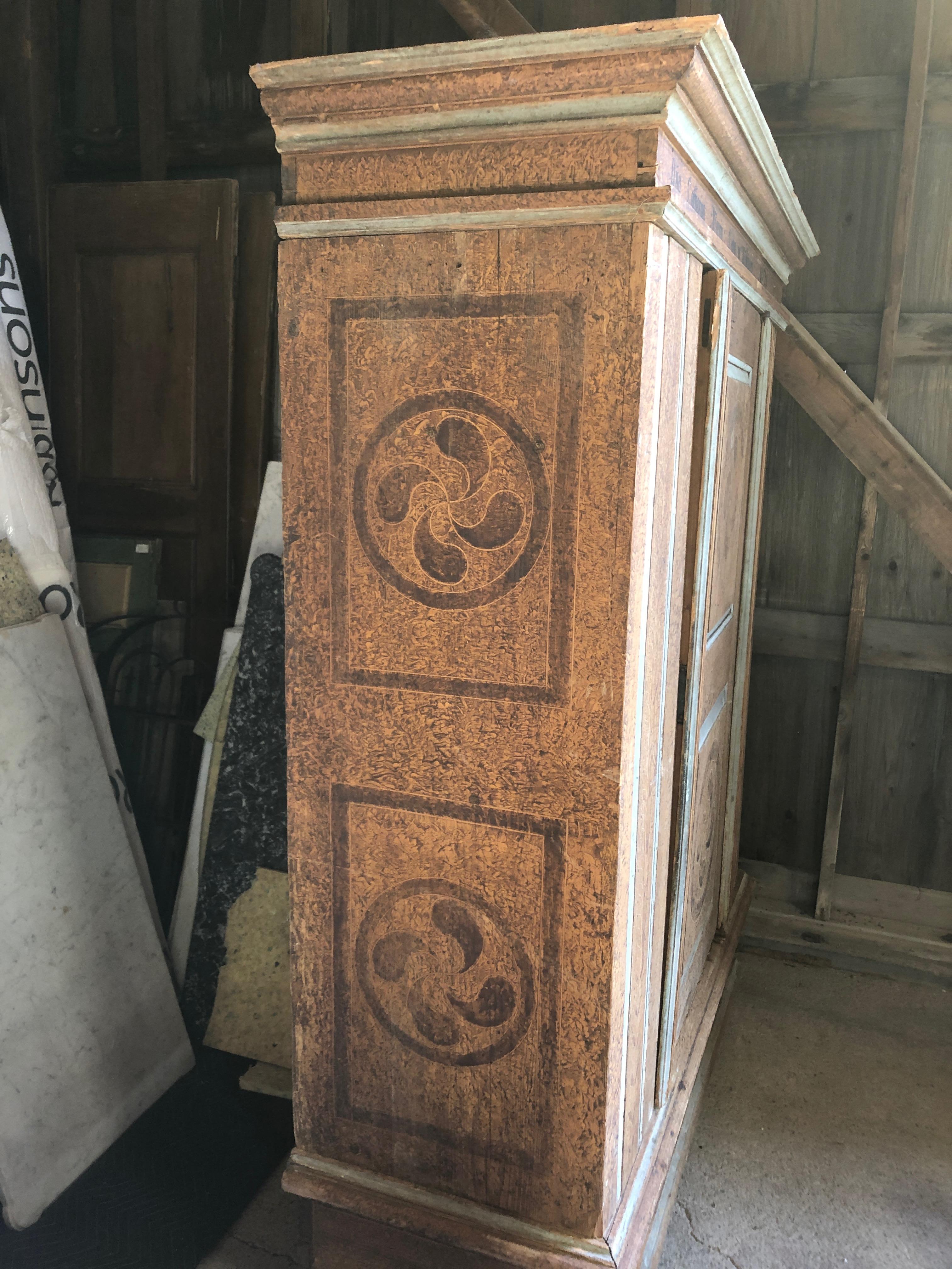 Monumentally Large Faux Painted Swedish Armoire Wardrobe 6