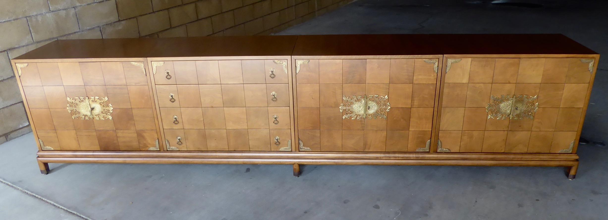 American Monumentally Scaled Midcentury Credenza Designed by Renzo Rutili, circa 1960 For Sale