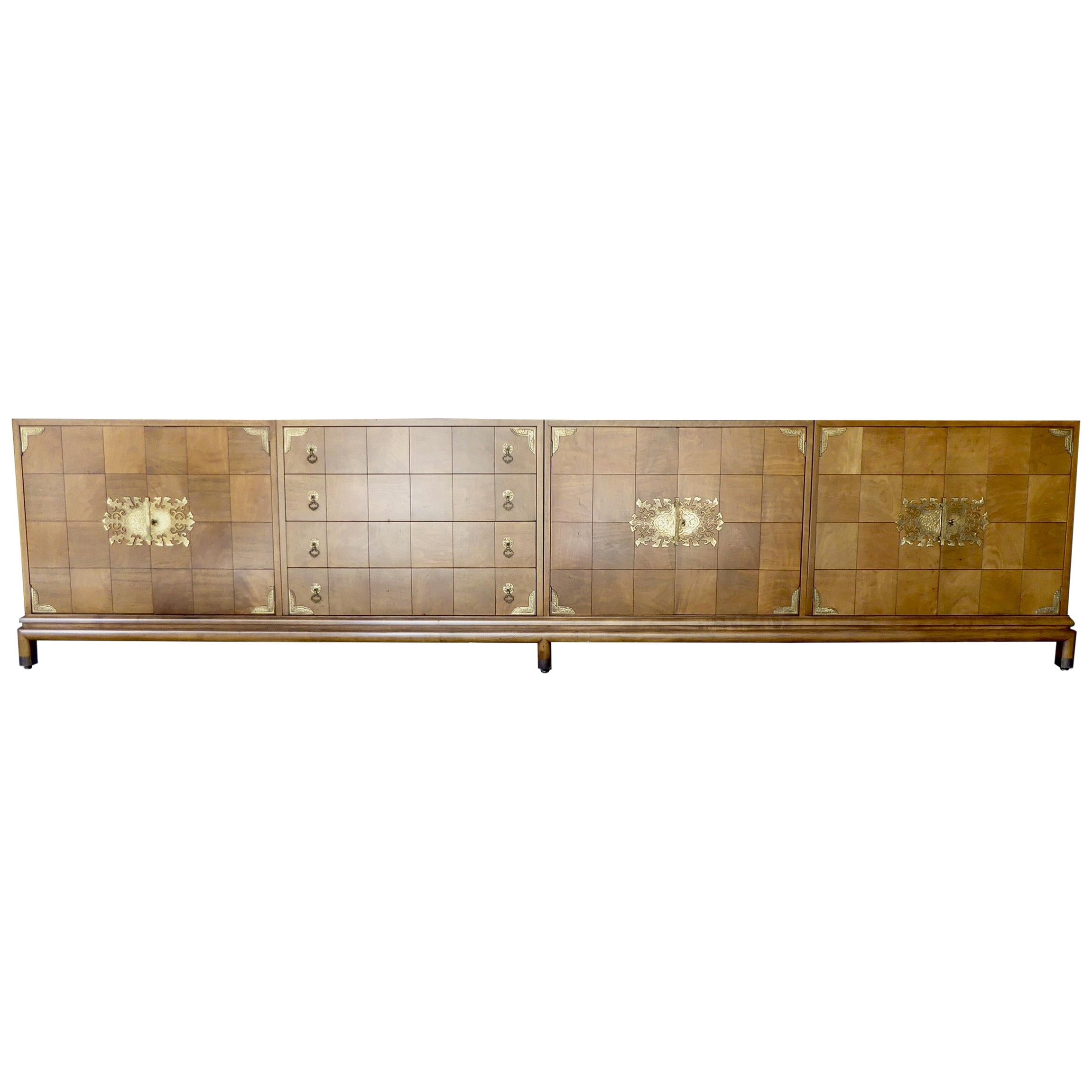 Monumentally Scaled Midcentury Credenza Designed by Renzo Rutili, circa 1960 For Sale
